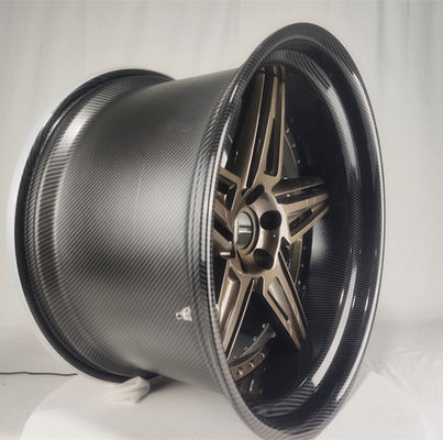 qualité  Aluminum Water Transfer Printing Barrel, Carbon Fiber Lip, Bronze Center Disc 2 Pcs Forged Wheel usine